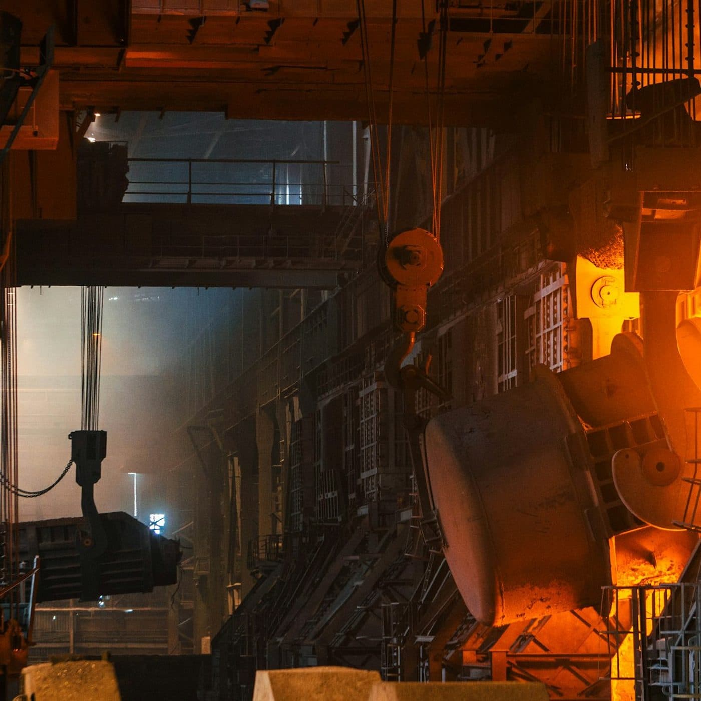 Processing hall under furnace light